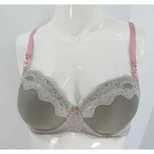 Victoria Secret Dream Angels Bra size 34C Gray and pink with white lace details